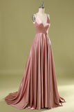 Vestido de fiesta de satén rosa