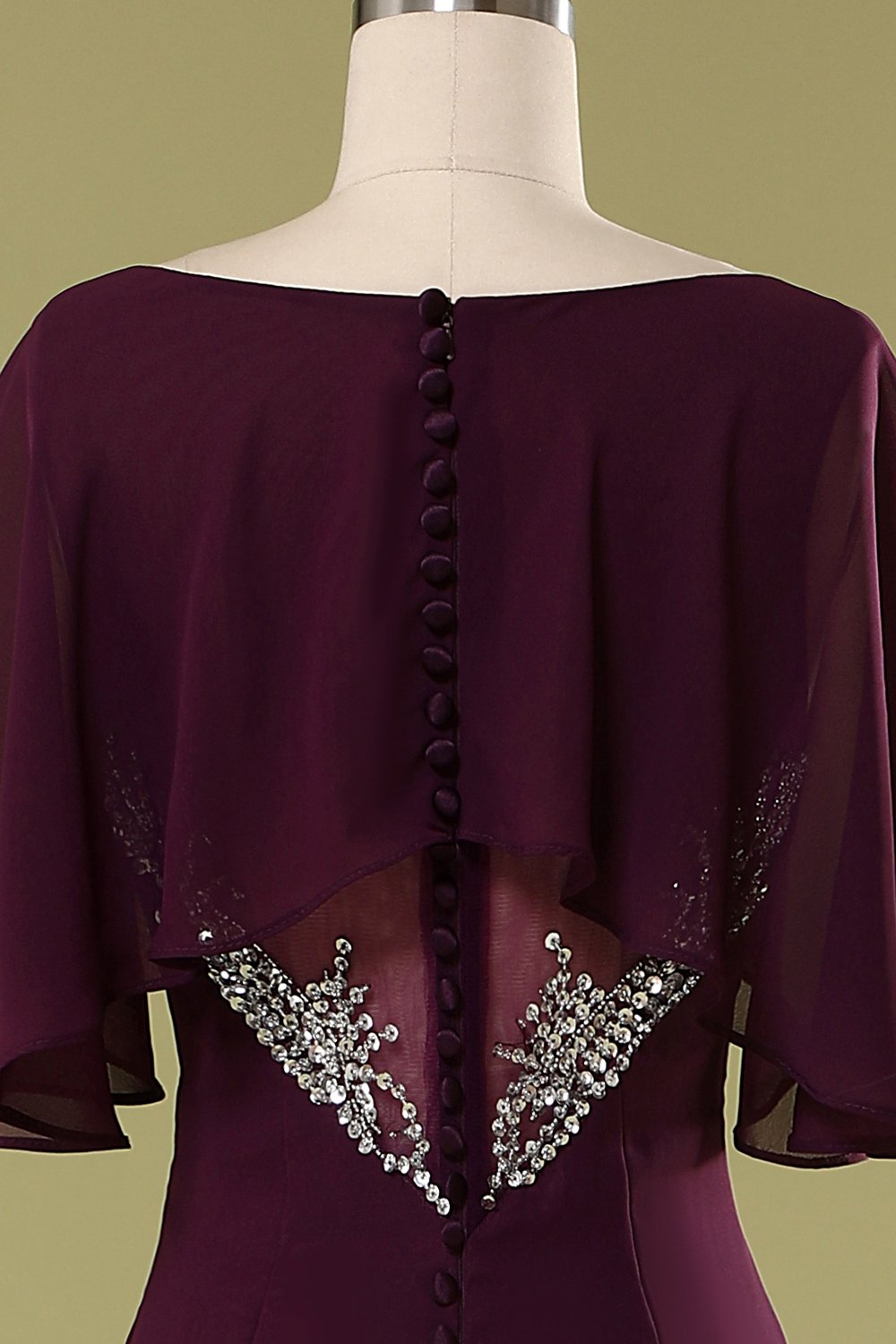 Vestido de sirena de uva con lentejuelas