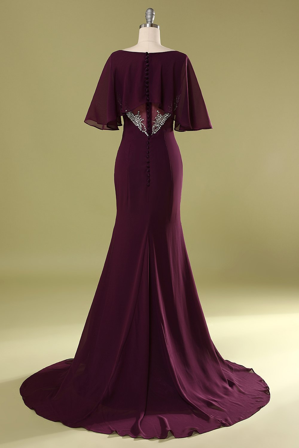 Vestido de sirena de uva con lentejuelas