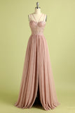 Vestido de fiesta rosa tirantes finos