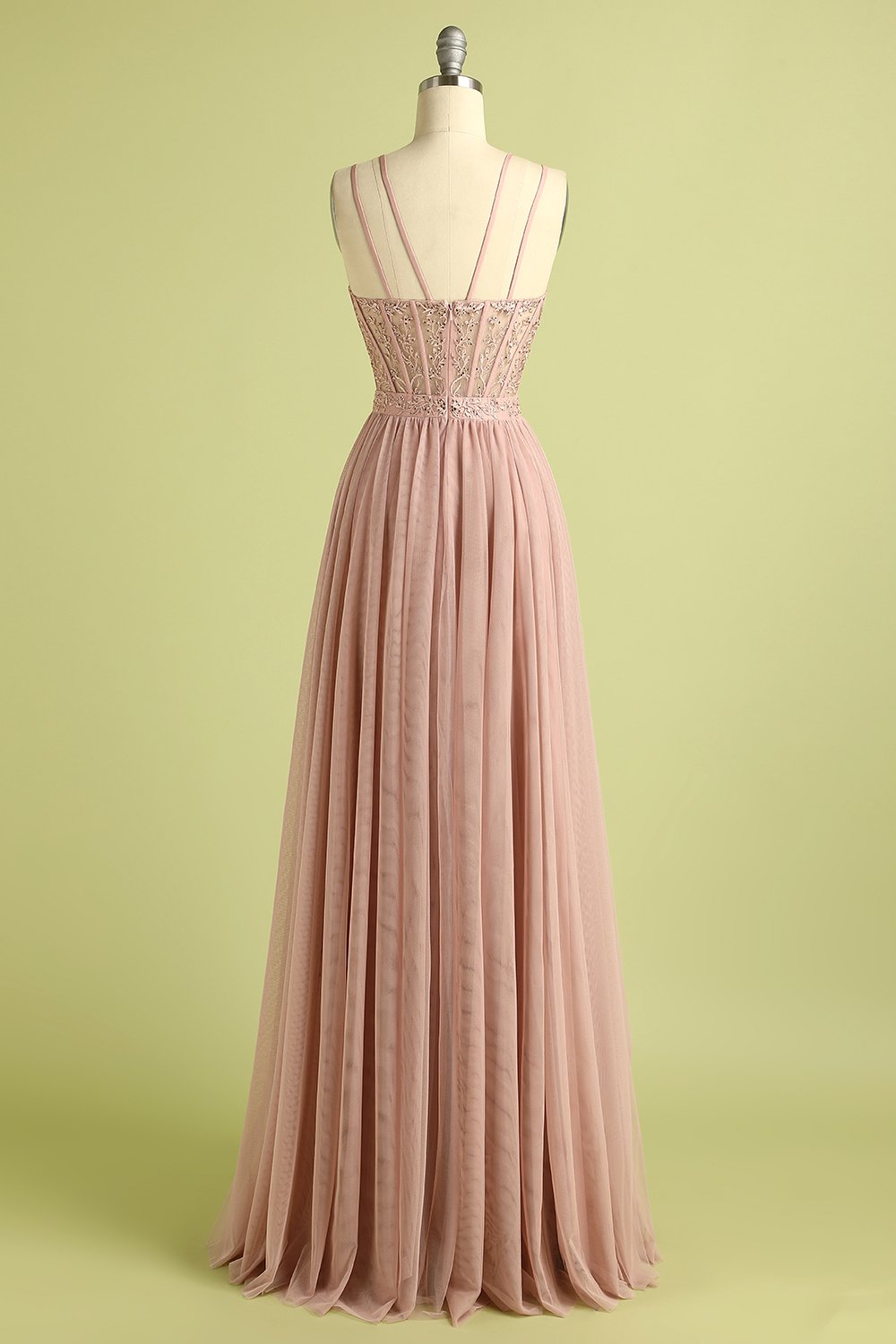 Vestido de fiesta rosa tirantes finos