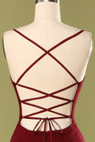 Vestido de noche con cuello en v burdeos