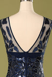 Vestido azul marino de los años 20 con lentejuelas