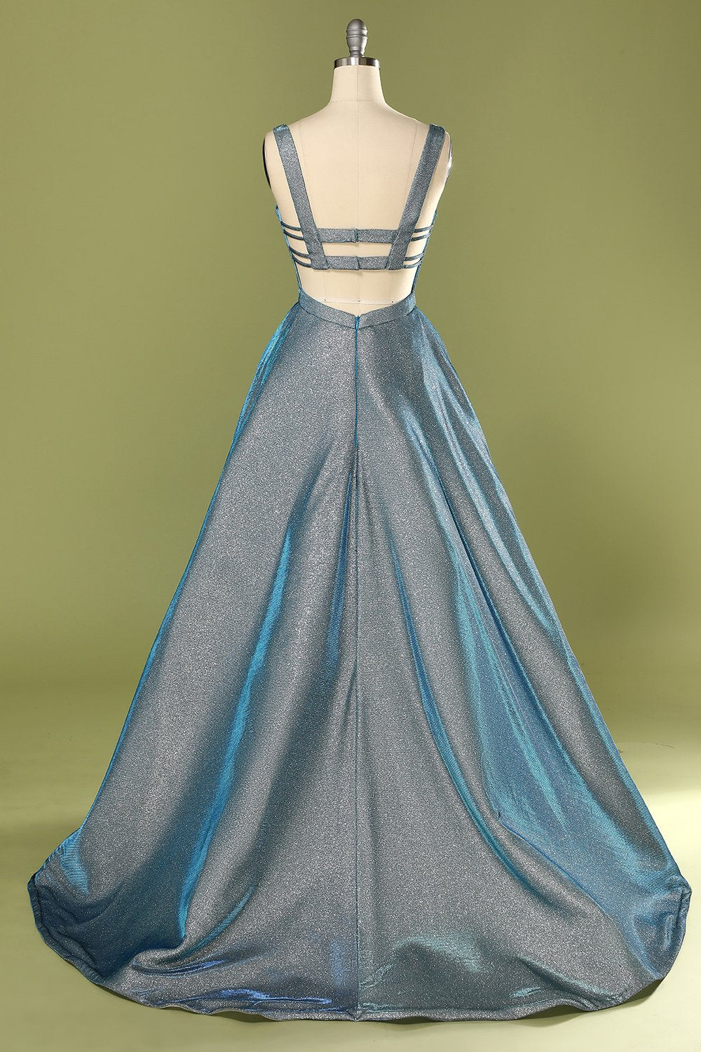 Vestido de fiesta largo con espalda abierta azul