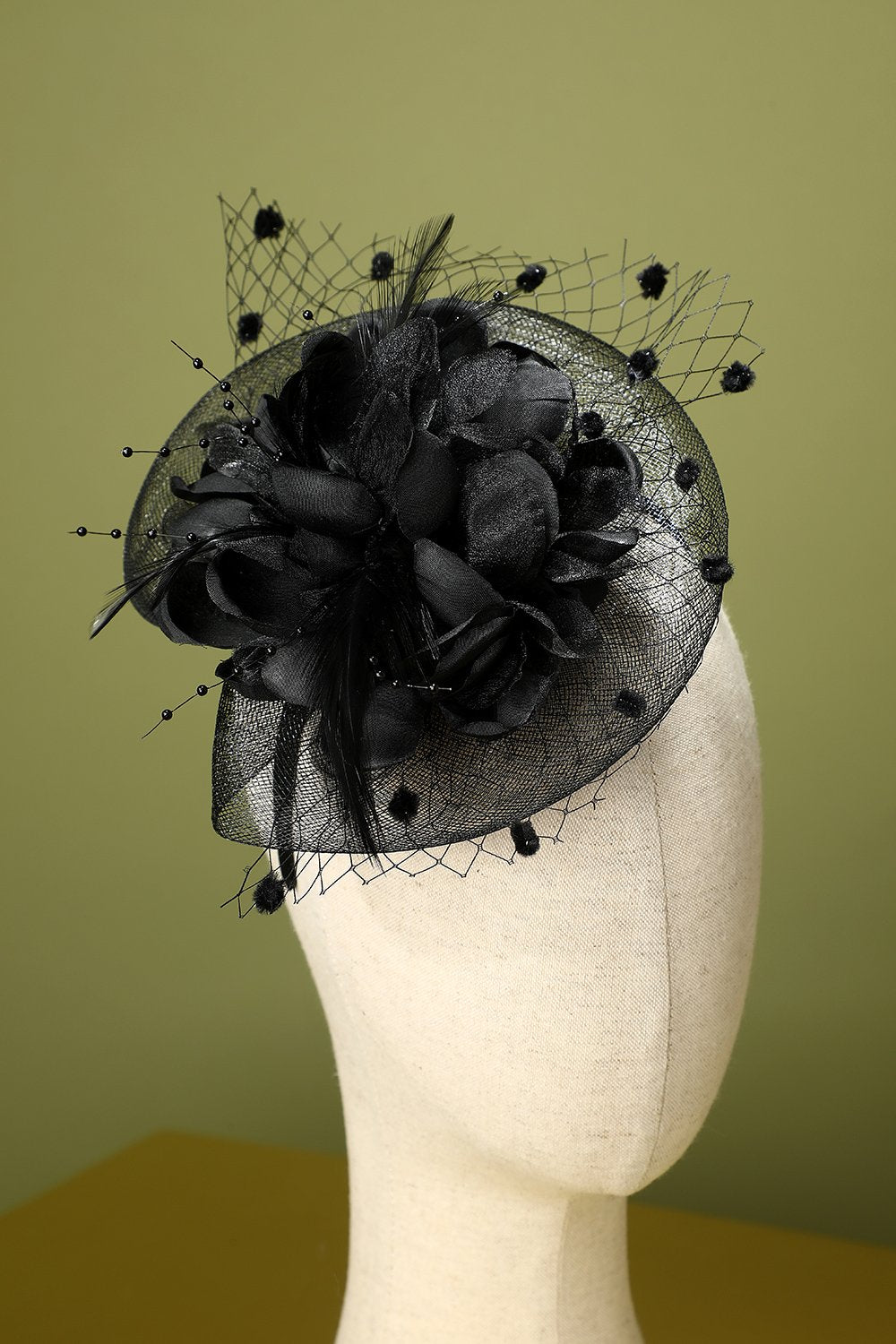 1920 Negro pluma con cuentas diadema