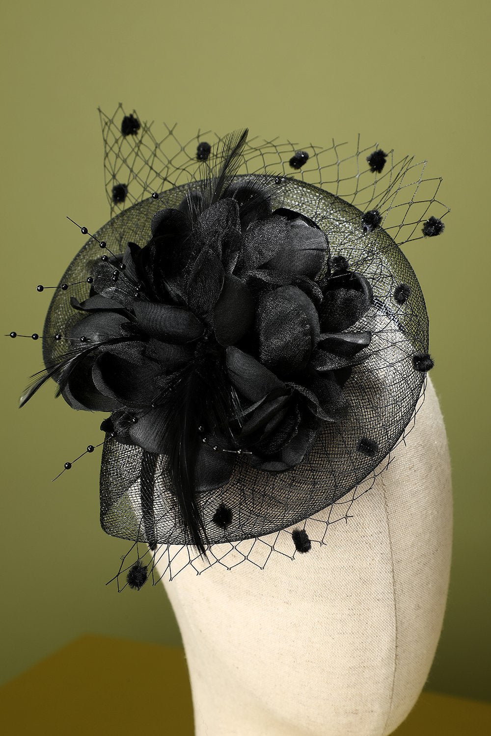 1920 Negro pluma con cuentas diadema