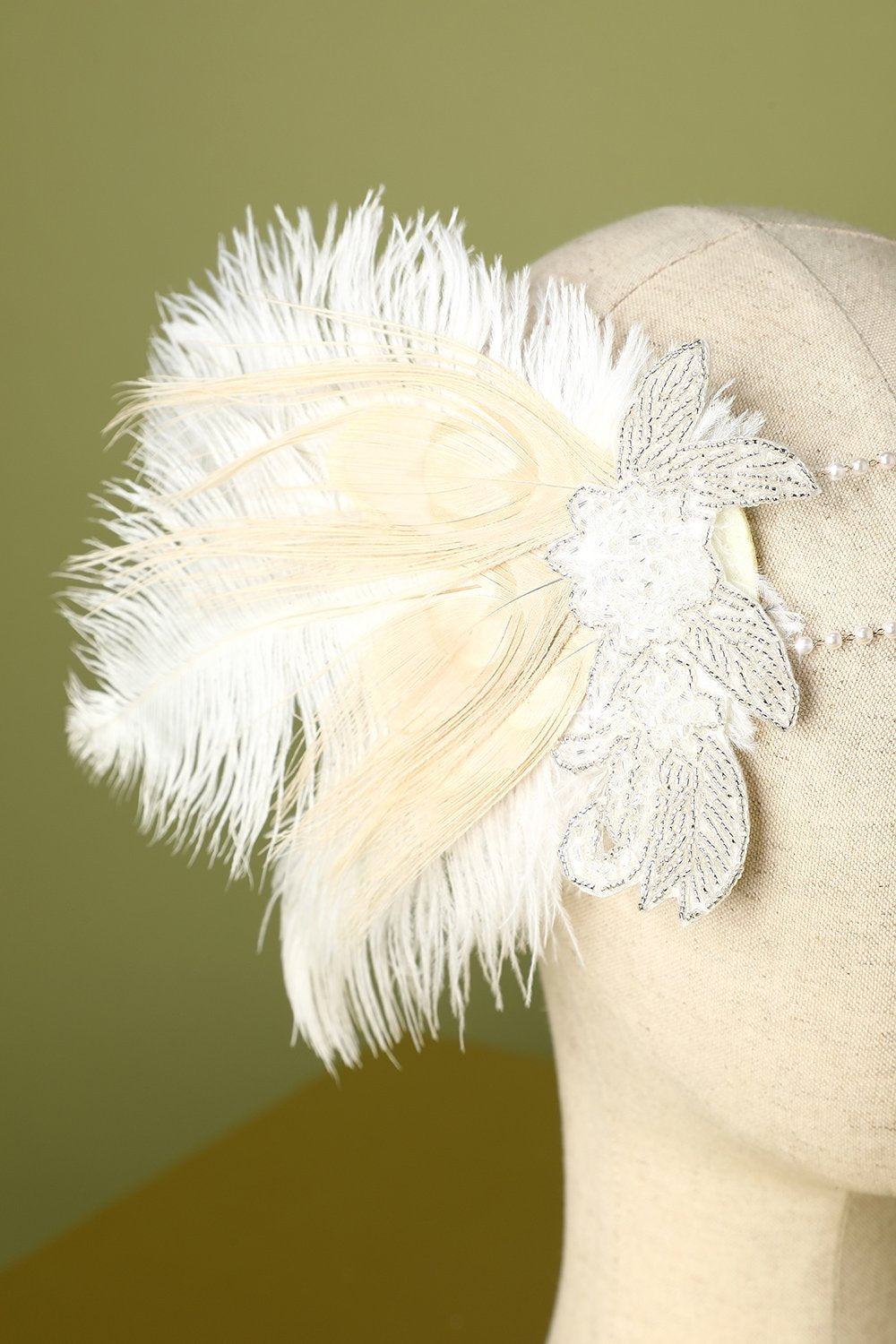 1920 Pluma de lentejuelas Perlas aleta diadema