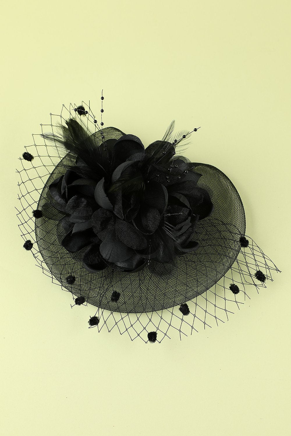 1920 Negro pluma con cuentas diadema