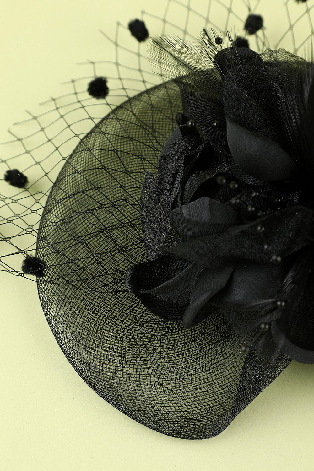 1920 Negro pluma con cuentas diadema