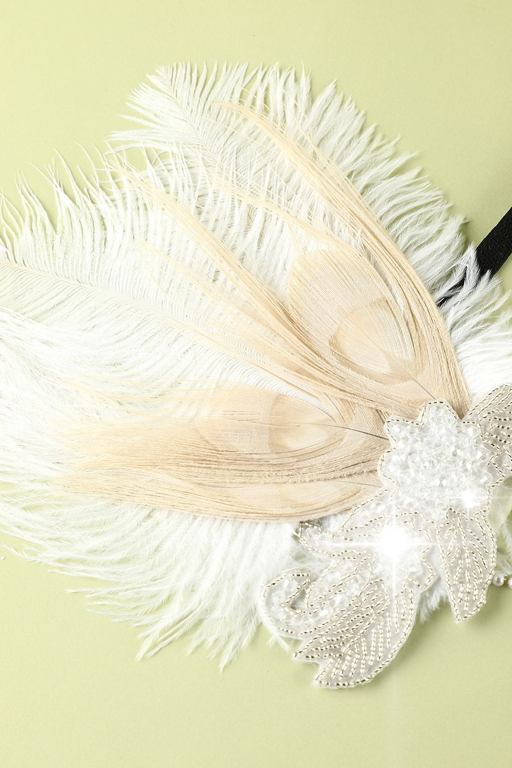 1920 Pluma de lentejuelas Perlas aleta diadema