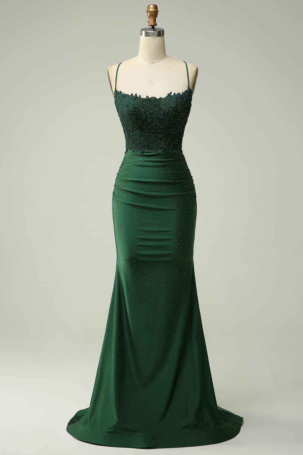 Sirena Halter Vestido de Graduación Verde Oscuro