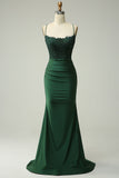 Sirena Halter Vestido de Graduación Verde Oscuro
