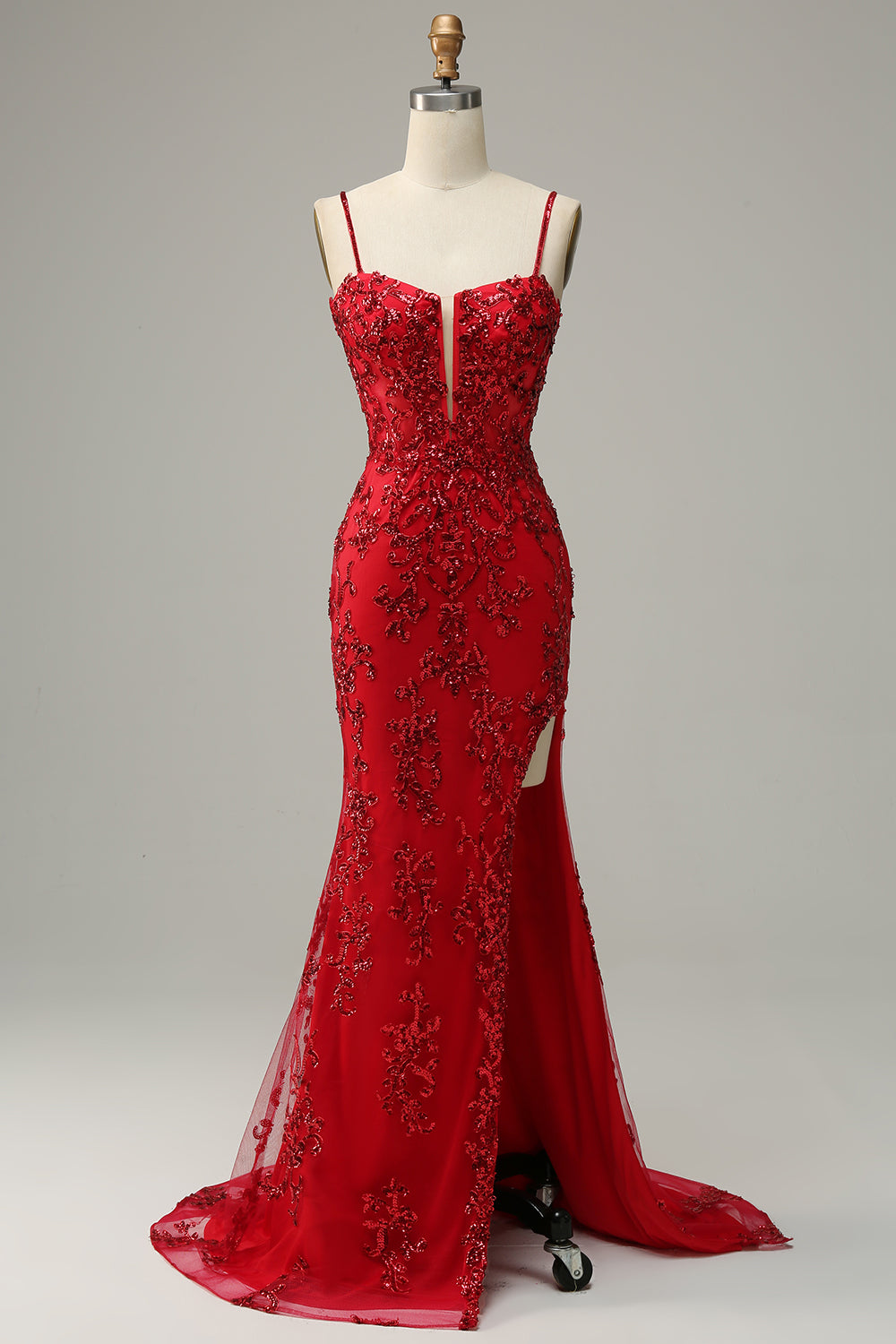 Sirena Tirantes de Espagueti Rojo Vestido de Festa