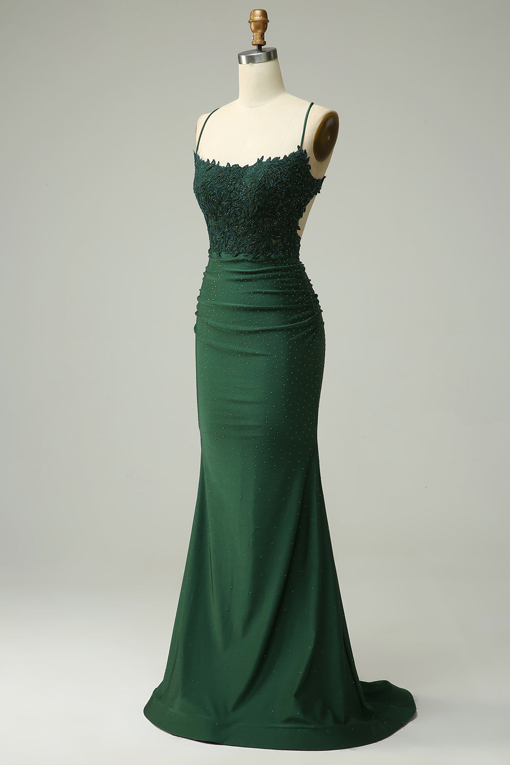 Sirena Halter Vestido de Graduación Verde Oscuro