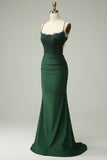 Sirena Halter Vestido de Graduación Verde Oscuro