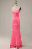 Lentejuelas Rosa Vestido de Fiesta
