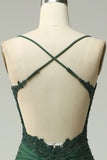 Sirena Halter Vestido de Graduación Verde Oscuro
