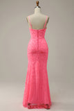 Lentejuelas Rosa Vestido de Fiesta