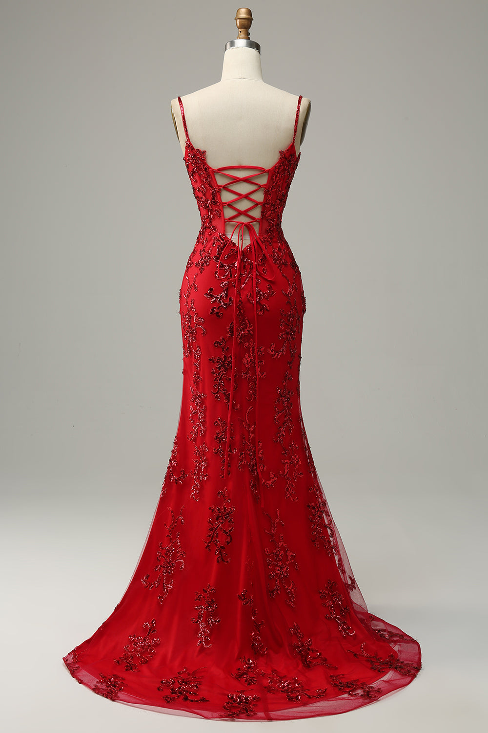 Sirena Tirantes de Espagueti Rojo Vestido de Festa