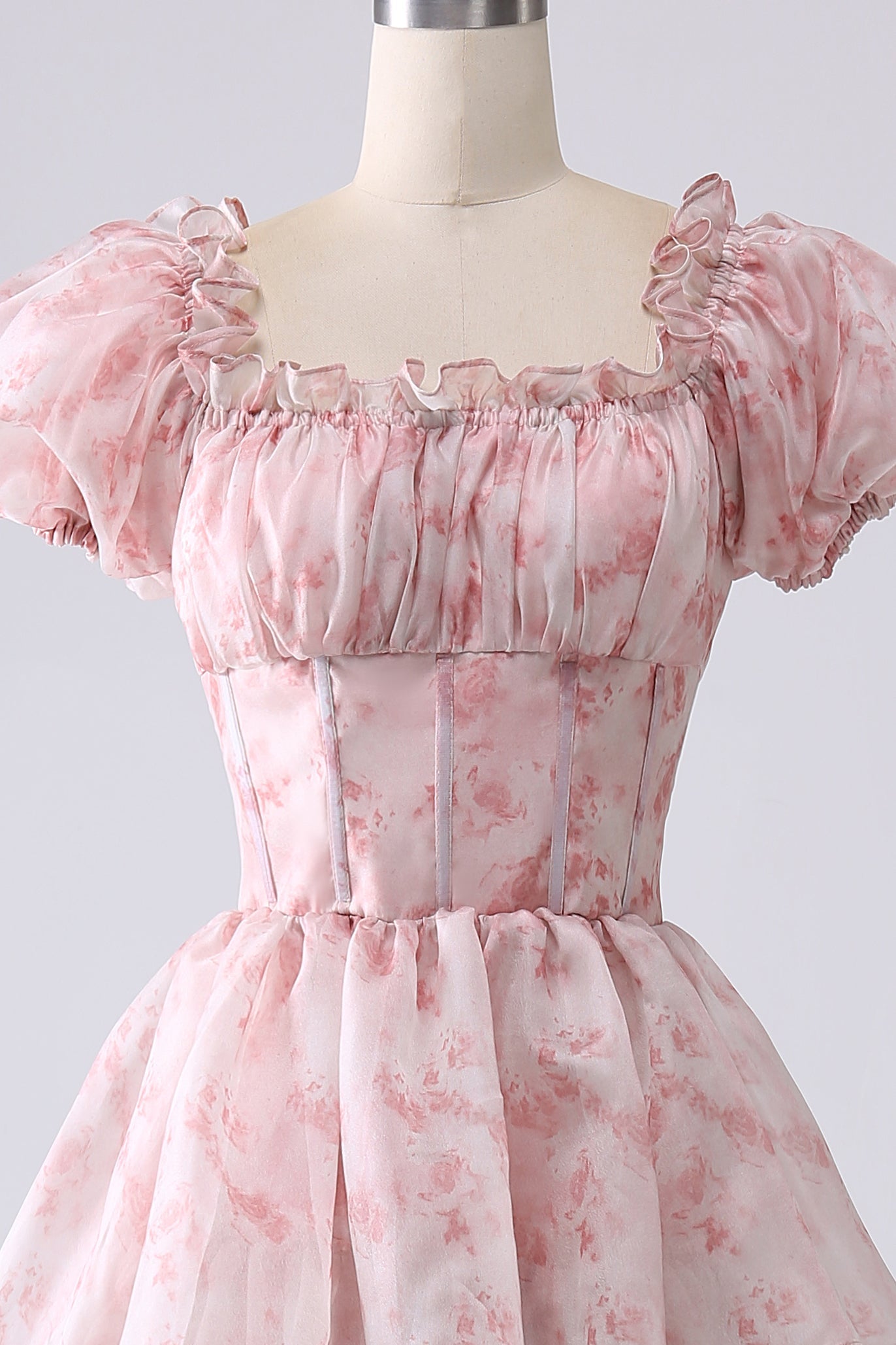 Vestido de fiesta escalonado de cuello cuadrado Blush A Line con volantes