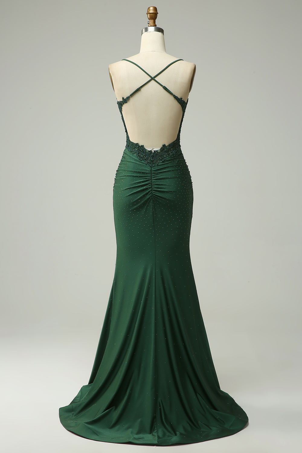 Sirena Halter Vestido de Graduación Verde Oscuro