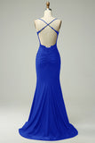 Sirena Halter Vestido de Graduación Verde Oscuro