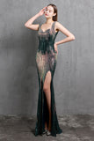 Vestido de lentejuelas doradas de lentejuelas V cuello