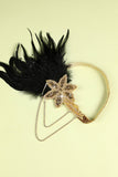 1920 Negro y pluma del oro con cuentas diadema