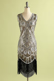 1920 de plata de las lentejuelas vestido de la franja