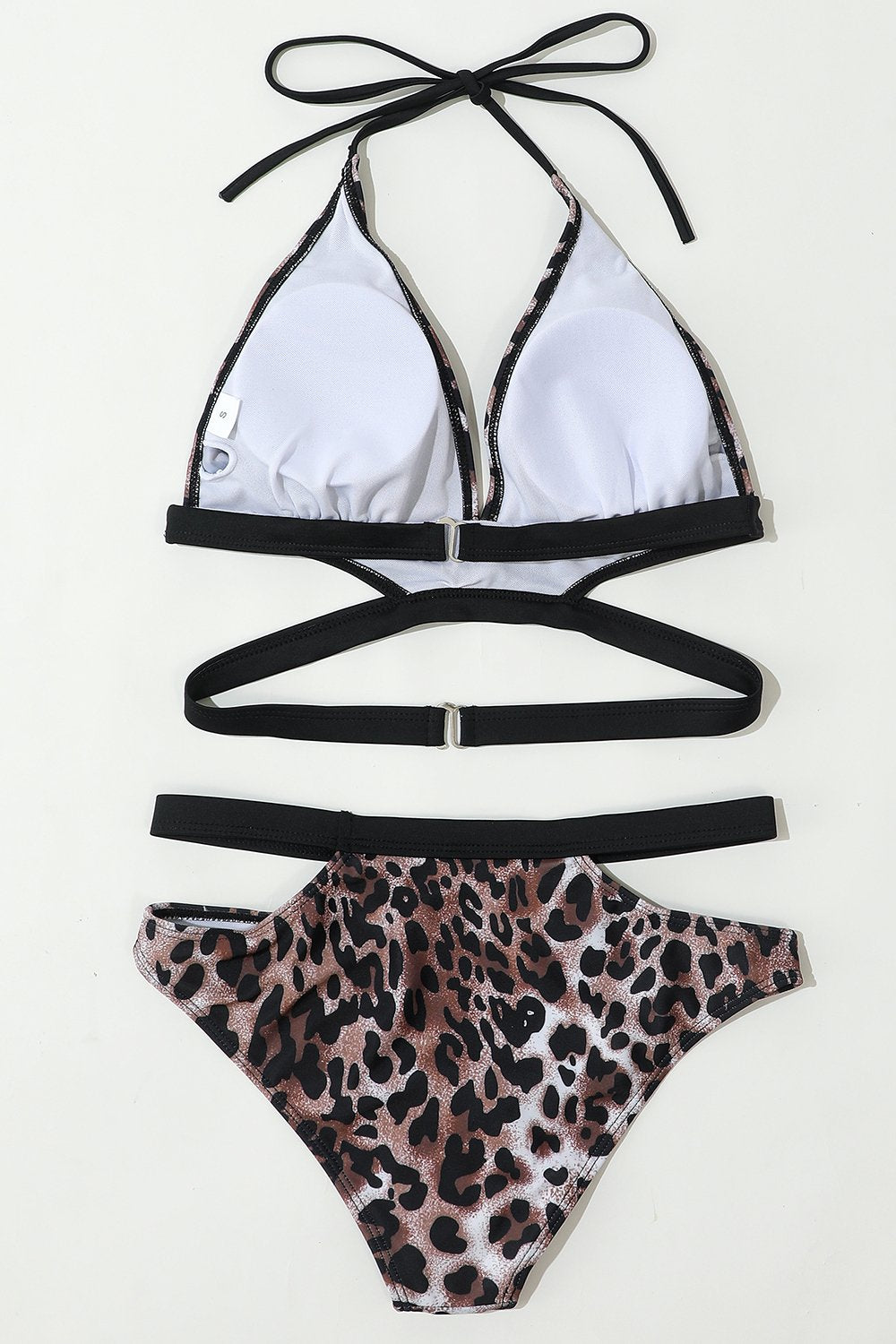 Traje de baño de leopardo marrón lace up