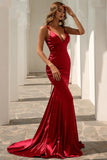 Sirena cuello en V vestido de fiesta simple