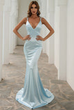 Sirena cuello en V vestido de fiesta simple