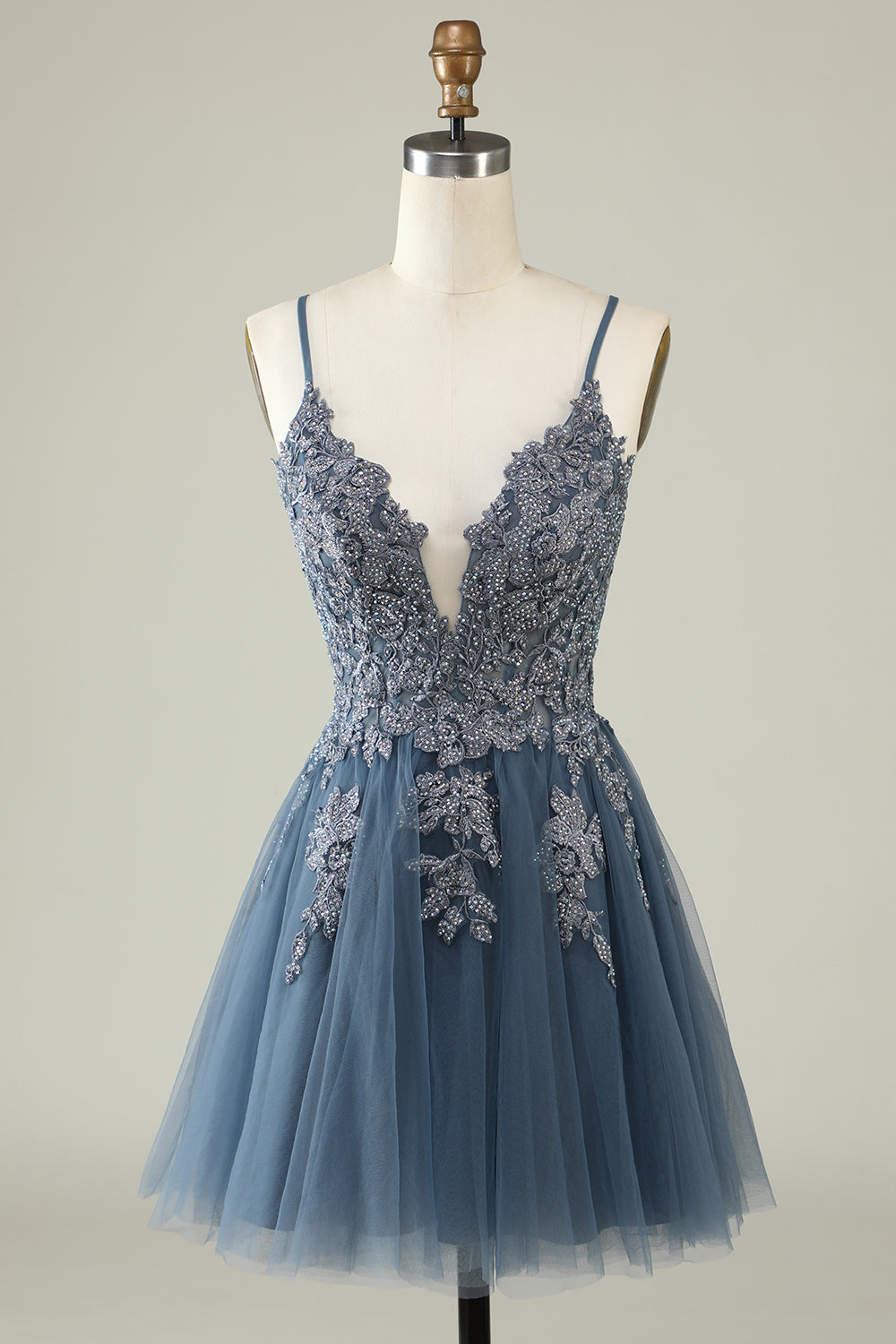 Tirantes de Espagueti Verde Oscuro Vestido Corto de Cóctel