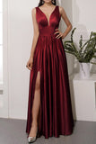 Vestido largo satinado dorado