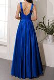 Vestido largo satinado dorado