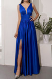 Vestido largo satinado dorado