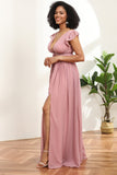 Rosa Cuello V Vestido de dama de honor