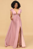Rosa Cuello V Vestido de dama de honor