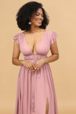 Rosa Cuello V Vestido de dama de honor