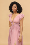 Rosa Cuello V Vestido de dama de honor