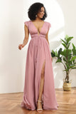 Rosa Cuello V Vestido de dama de honor