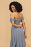 Vestido de dama de honor gasa fuera del hombro