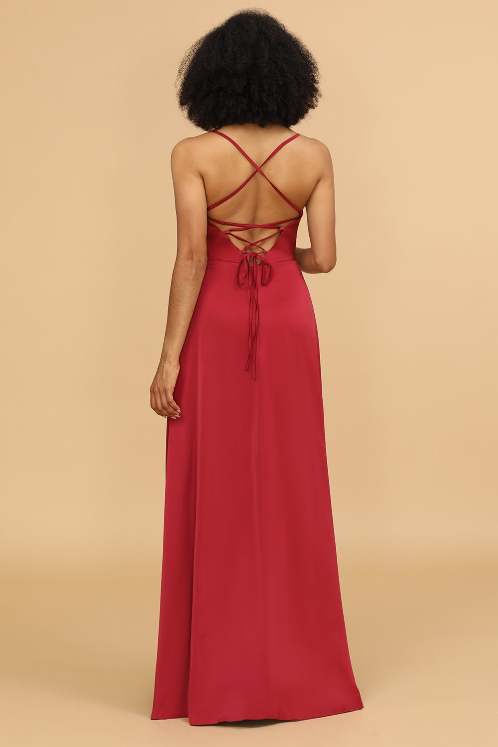 Vestido de dama de honor satén rojo