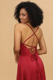 Vestido de dama de honor satén rojo