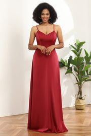 Vestido de dama de honor satén rojo