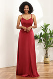 Vestido de dama de honor satén rojo
