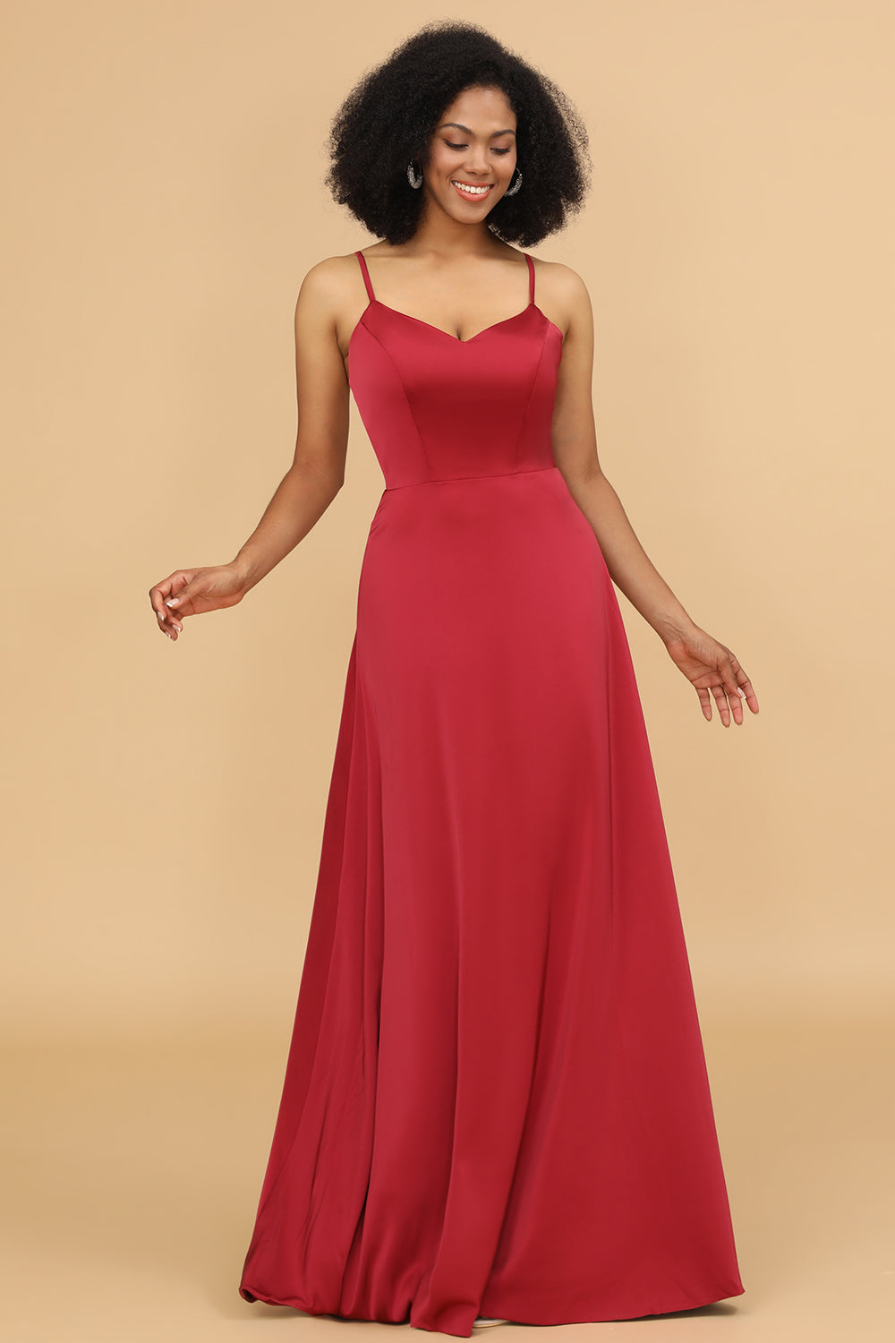 Vestido de dama de honor satén rojo