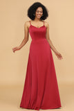 Vestido de dama de honor satén rojo