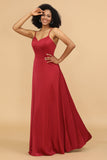 Vestido de dama de honor satén rojo