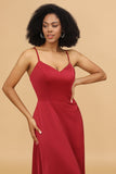 Vestido de dama de honor satén rojo